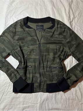 Camo Bomber Jacket with Black Trim
